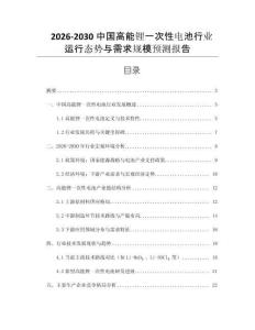 2026-2030中國高能鋰一次性電池行業(yè)運(yùn)行態(tài)勢與需求規(guī)模預(yù)測報告