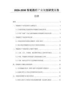 2026-2030智能路燈產(chǎn)業(yè)規(guī)劃研究報告