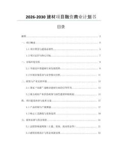 2026-2030建材項目融資商業(yè)計劃書