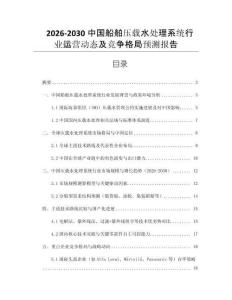 2026-2030中國船舶壓載水處理系統行業運營動態及競爭格局預測報告