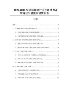 2026-2030全球新能源行業(yè)發(fā)展?jié)摿翱沙掷m(xù)發(fā)展建議研究報(bào)告
