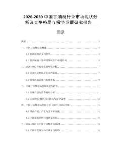 2026-2030中國甘油醚行業市場現狀分析及競爭格局與投資發展研究報告