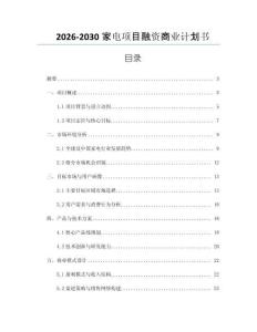 2026-2030家電項目融資商業計劃書
