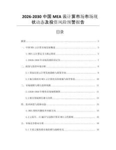 2026-2030中國MEA云計(jì)算市場(chǎng)市場(chǎng)現(xiàn)狀動(dòng)態(tài)及投資風(fēng)險(xiǎn)預(yù)警報(bào)告