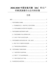 2026-2030中國谷氨酰胺（Gln）行業(yè)產(chǎn)銷狀況及投資動態(tài)預(yù)測報告