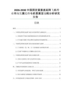 2026-2030中國固定翼垂直起降飛機行業市場發展趨勢與前景展望戰略分析研究報告