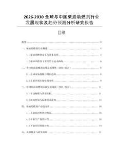 2026-2030全球與中國柴油助燃劑行業發展現狀及趨勢預測分析研究報告