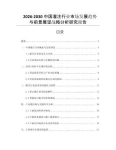 2026-2030中國灌注行業(yè)市場發(fā)展趨勢與前景展望戰(zhàn)略分析研究報告