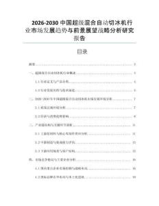 2026-2030中國超級混合自動切冰機(jī)行業(yè)市場發(fā)展趨勢與前景展望戰(zhàn)略分析研究報告