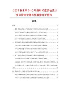 2025及未來5-10年指針式直流檢流計項目投資價值市場數據分析報告