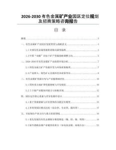 2026-2030有色金屬礦產(chǎn)業(yè)園區(qū)定位規(guī)劃及招商策略咨詢報告