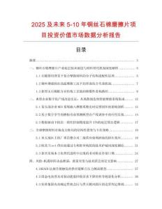 2025及未來5-10年銅絲石棉磨擦片項目投資價值市場數據分析報告