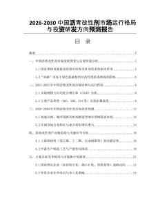 2026-2030中國瀝青改性劑市場運行格局與投資研發方向預測報告