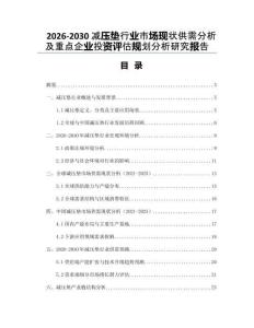 2026-2030減壓墊行業(yè)市場(chǎng)現(xiàn)狀供需分析及重點(diǎn)企業(yè)投資評(píng)估規(guī)劃分析研究報(bào)告