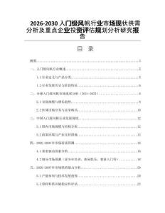 2026-2030入門級風帆行業市場現狀供需分析及重點企業投資評估規劃分析研究報告