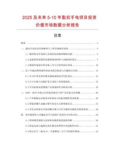 2025及未來5-10年匙扣手電項目投資價值市場數據分析報告