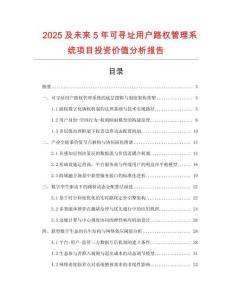 2025及未來5年可尋址用戶路權管理系統項目投資價值分析報告