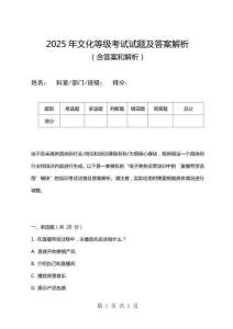2025年文化等級(jí)考試試題及答案解析