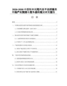 2026-2030中國粉末狀羥丙基甲基纖維素市場產能預測與競爭戰略規劃研究報告