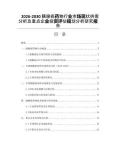 2026-2030胰腺癌藥物行業(yè)市場現(xiàn)狀供需分析及重點企業(yè)投資評估規(guī)劃分析研究報告