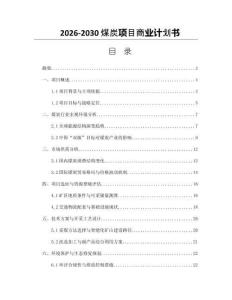 2026-2030煤炭項(xiàng)目商業(yè)計(jì)劃書