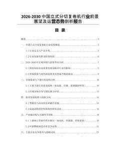 2026-2030中國立式分切復卷機行業前景展望及運營態勢剖析報告