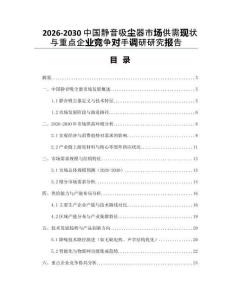 2026-2030中國靜音吸塵器市場供需現狀與重點企業競爭對手調研研究報告