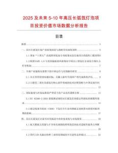 2025及未來5-10年高壓長弧氙燈泡項目投資價值市場數據分析報告