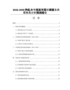 2026-2030熱軋卷市場發展現狀調查及供需格局分析預測報告