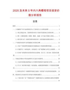 2025及未來5年內六角螺母項目投資價值分析報告