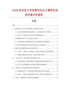 2025及未來5年防靜電無塵口罩項(xiàng)目投資價(jià)值分析報(bào)告