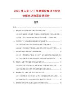2025及未來5-10年煙煤塊煤項(xiàng)目投資價(jià)值市場(chǎng)數(shù)據(jù)分析報(bào)告