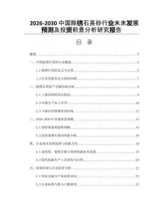 2026-2030中國除銹石英砂行業(yè)未來發(fā)展預(yù)測及投資前景分析研究報(bào)告