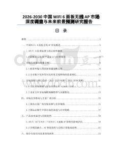 2026-2030中國(guó)WiFi 6面板無線AP市場(chǎng)深度調(diào)查與未來前景預(yù)測(cè)研究報(bào)告