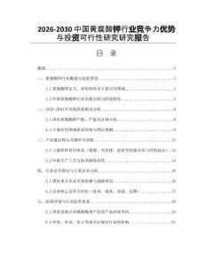 2026-2030中國黃腐酸鉀行業競爭力優勢與投資可行性研究研究報告