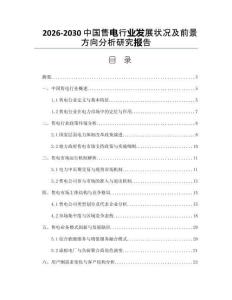 2026-2030中國售電行業(yè)發(fā)展?fàn)顩r及前景方向分析研究報告