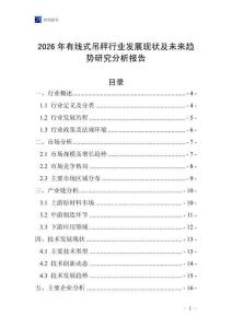 2026年有線式吊秤行業(yè)發(fā)展現狀及未來趨勢研究分析報告