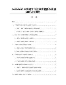 2026-2030中國(guó)鋼管行業(yè)供需趨勢(shì)及投資風(fēng)險(xiǎn)研究報(bào)告