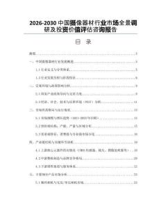 2026-2030中國攝像器材行業市場全景調研及投資價值評估咨詢報告
