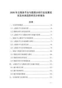 2026年云服務平臺與數據分析行業發展現狀及未來趨勢研究分析報告