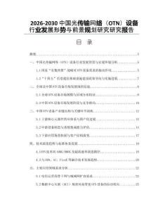 2026-2030中國(guó)光傳輸網(wǎng)絡(luò)（OTN）設(shè)備行業(yè)發(fā)展形勢(shì)與前景規(guī)劃研究研究報(bào)告