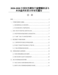 2026-2030中國(guó)脫色樹脂行業(yè)營(yíng)銷渠道與未來(lái)應(yīng)用前景分析研究報(bào)告