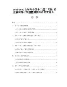 2026-2030全球與中國十二烷二元酸 行業(yè)發(fā)展現(xiàn)狀及趨勢預測分析研究報告