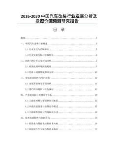 2026-2030中國汽車改裝行業發展分析及投資價值預測研究報告