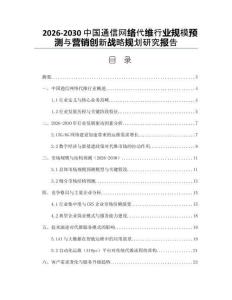 2026-2030中國通信網(wǎng)絡(luò)代維行業(yè)規(guī)模預(yù)測與營銷創(chuàng)新戰(zhàn)略規(guī)劃研究報告