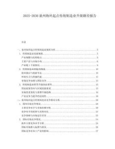 2025-2030泉州海絲起點傳統(tǒng)制造業(yè)升級路徑報告