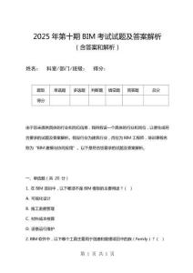 2025年第十期BIM考試試題及答案解析
