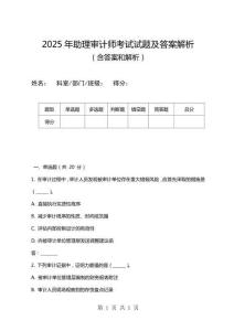 2025年助理審計(jì)師考試試題及答案解析