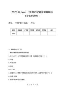 2025年excel上級考試試題及答案解析