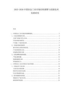 2025-2030中國冶金工業市場結構調整與創新技術發展研究